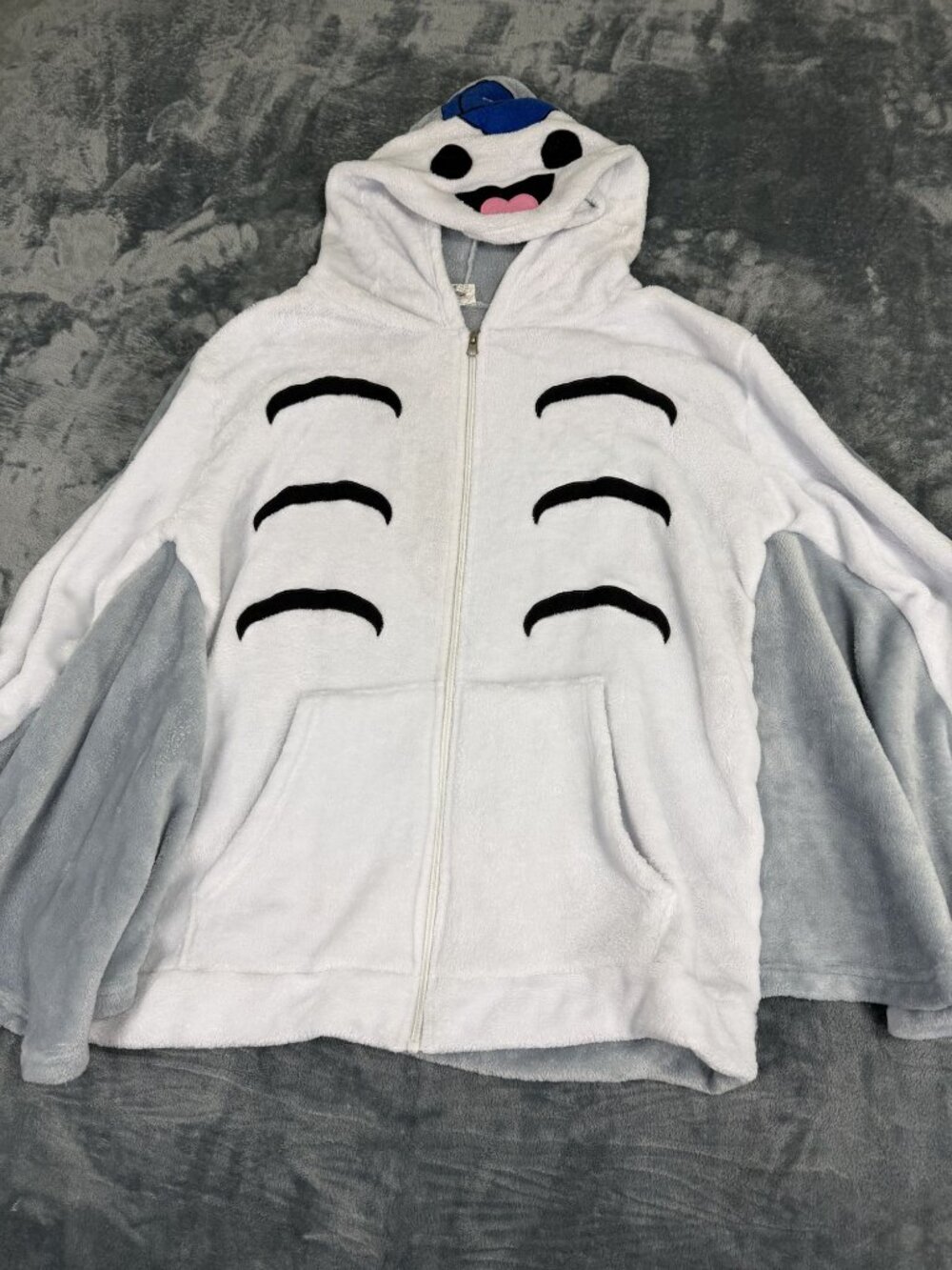 TB Womens White Plush Cartoon Character Hooded Jacket XL